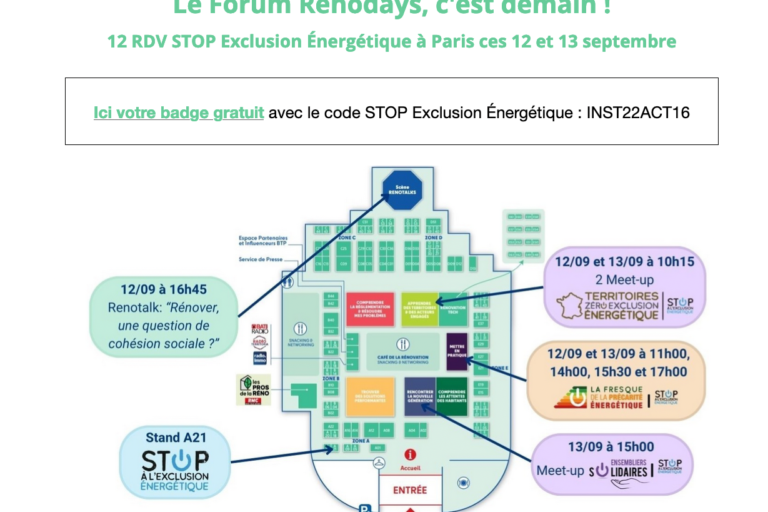 Le Forum Renodays, c'est demain ! 12 RDV STOP Exclusion Énergétique à Paris ces 12 et 13 septembre