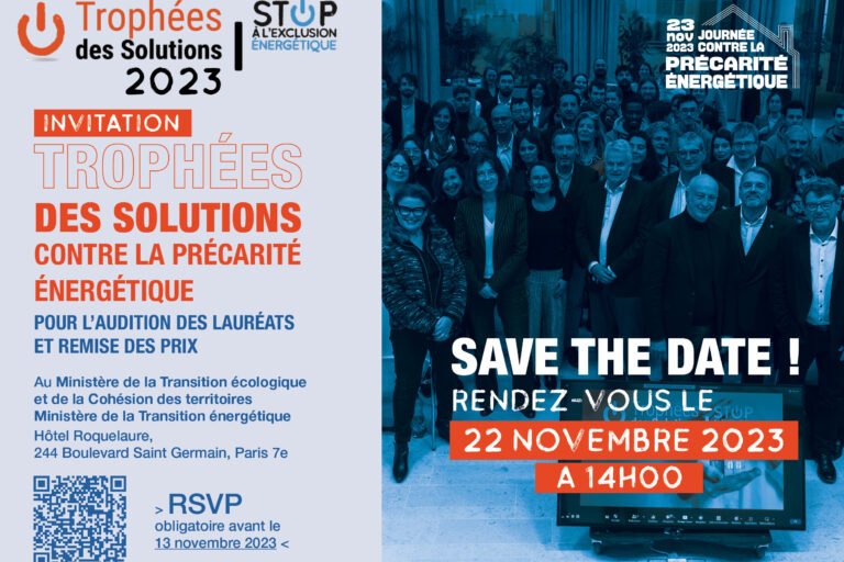 INVITATION 2023 TROPHÉES DES SOLUTIONS CONTRE LA PRÉCARITÉ ÉNERGÉTIQUE