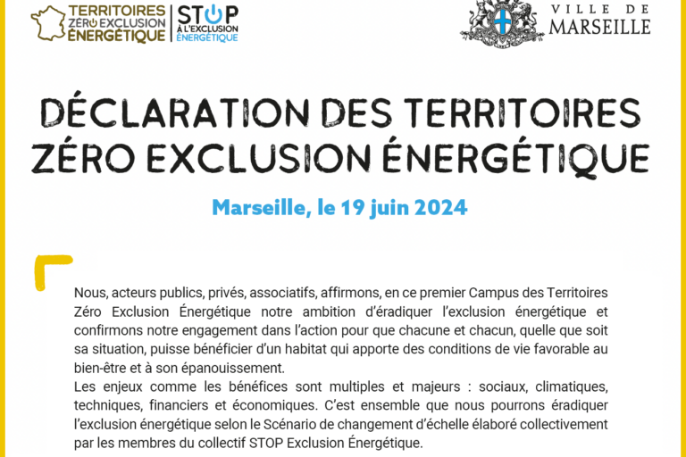 Déclaration des Territoires Zéro Exclusion Énergétique. Marseille, le 19 juin 2024