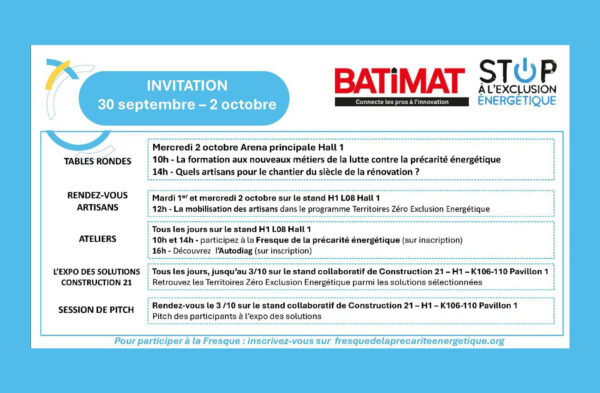 INVITATION BATIMAT 2024 Stop Exclusion Energétique vous invite à Batimat - Rendez-vous du 30/09 au 2/10
