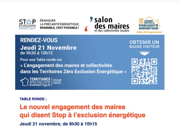 salon des maires le 21 Novembre 2024 Stop à l’exclusion énergétique au salon des maires le 21 Novembre 2024